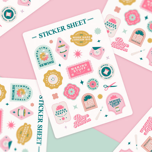 Sewing Lovers Club Sticker Sheet DOWNLOAD