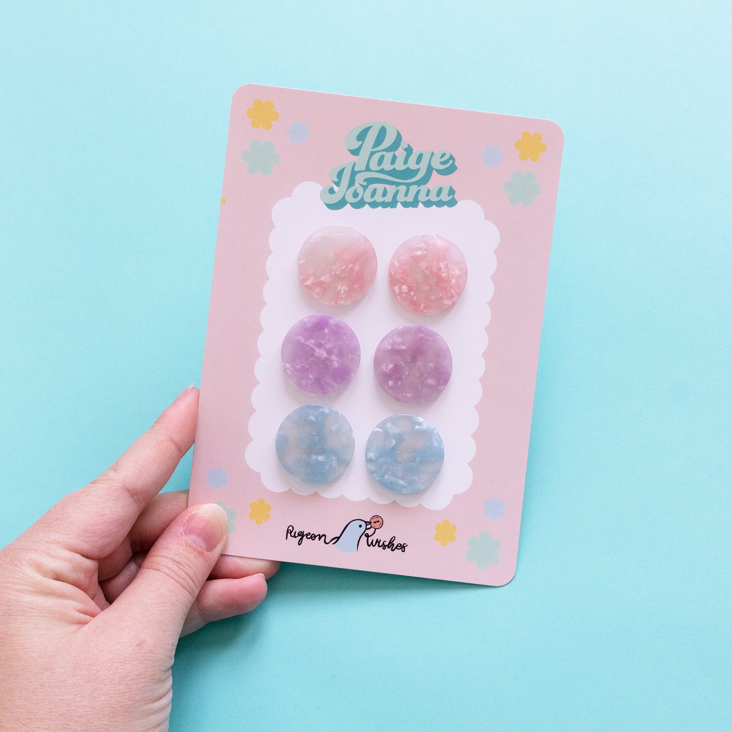 X6 Original Paige Joanna X Pigeon Wishes Pastel Buttons | Pic 'n' Mix Pack